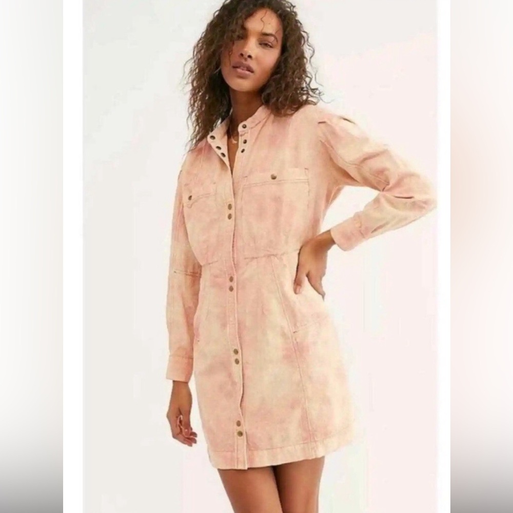 NWT! Free People ‘Yael Day’ Orange Tie Dye Long Sleeve Dress